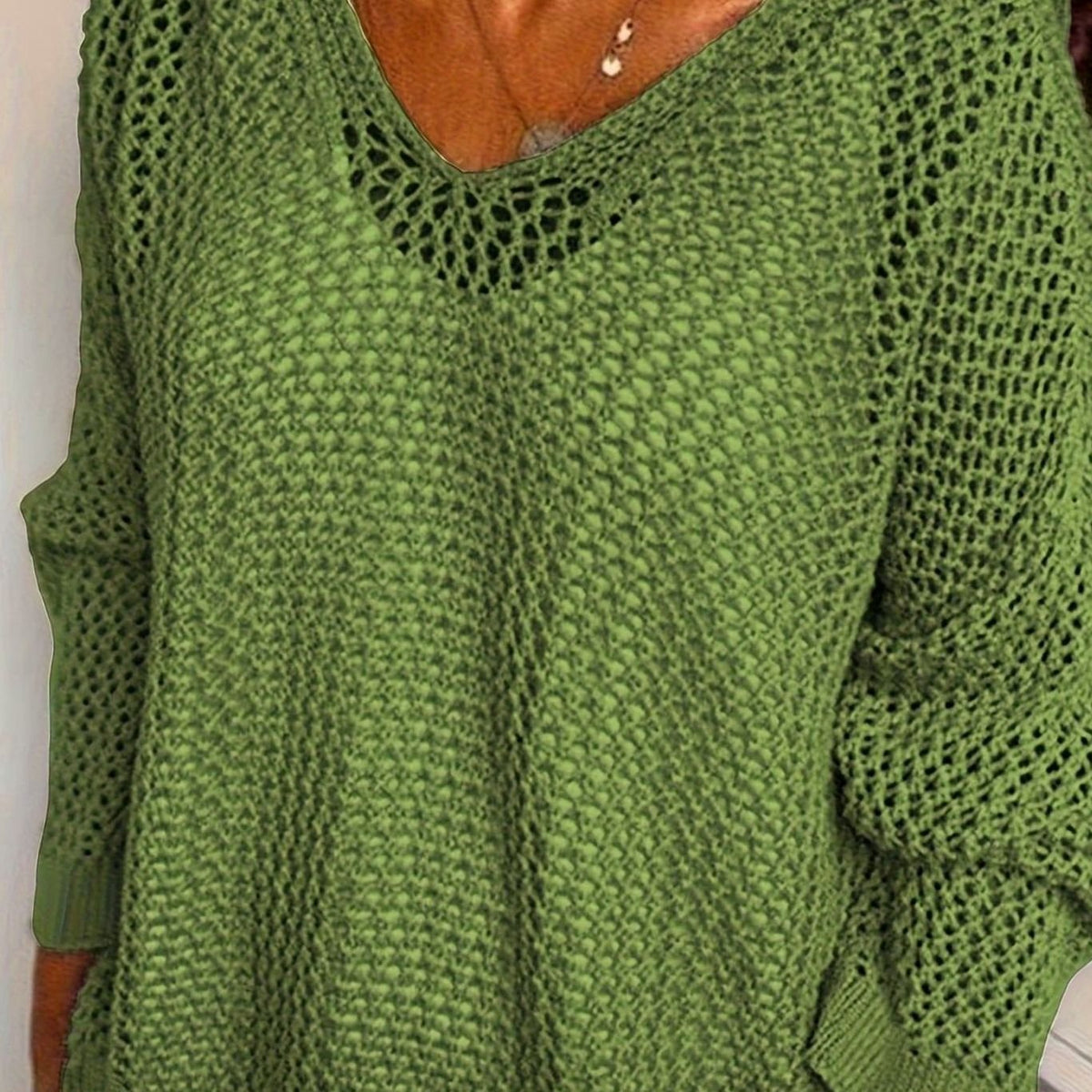 Jersey SOLVINNE en color gris con capucha y punto calado