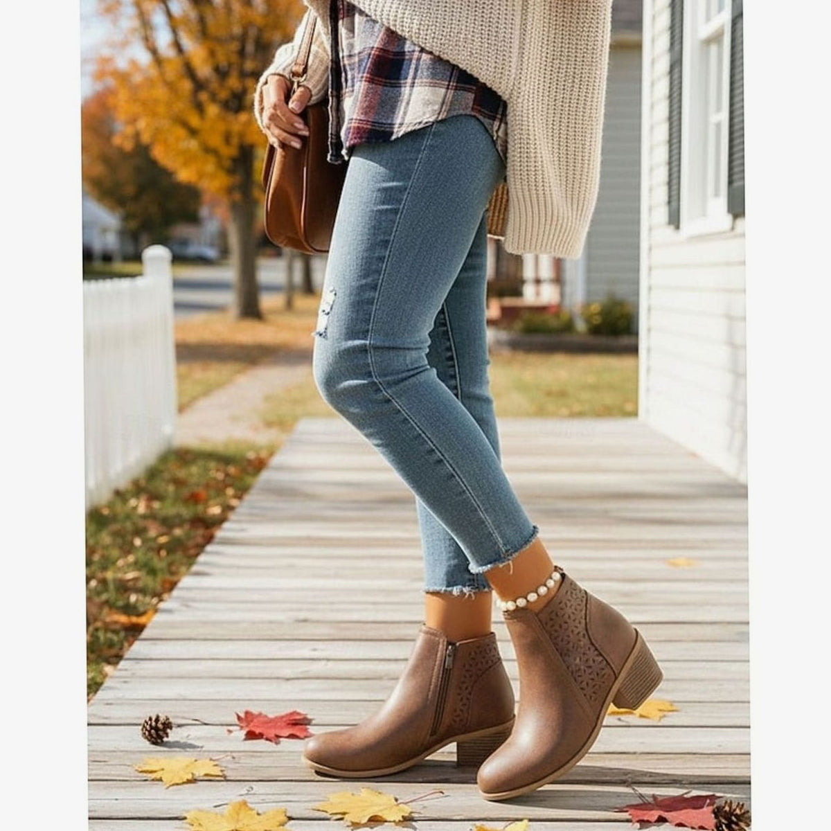 Botines de tacón ancho bajo estilo casual para mujer