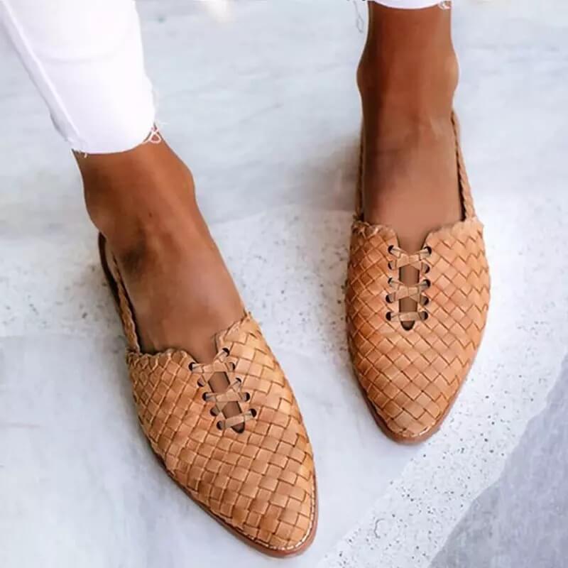 Sandalias TARIFA de cuero trenzado a mano para mujer, vista frontal