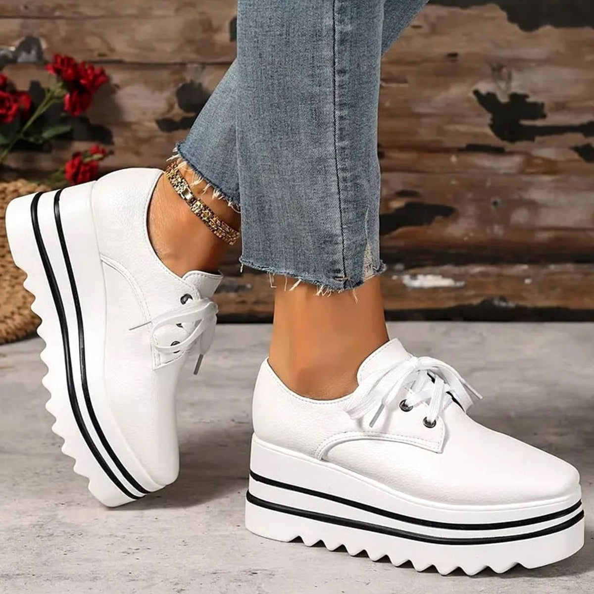 Detalle del cierre de cordones ajustable de las zapatillas Oxford TRESSLY