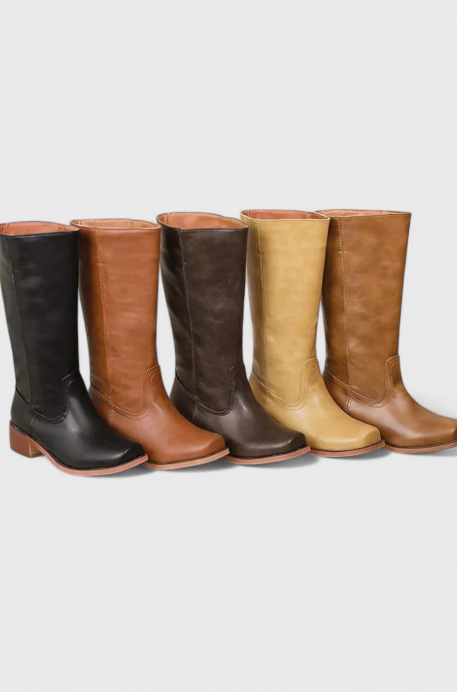 Detalle de la textura de la piel genuina en botas altas de mujer