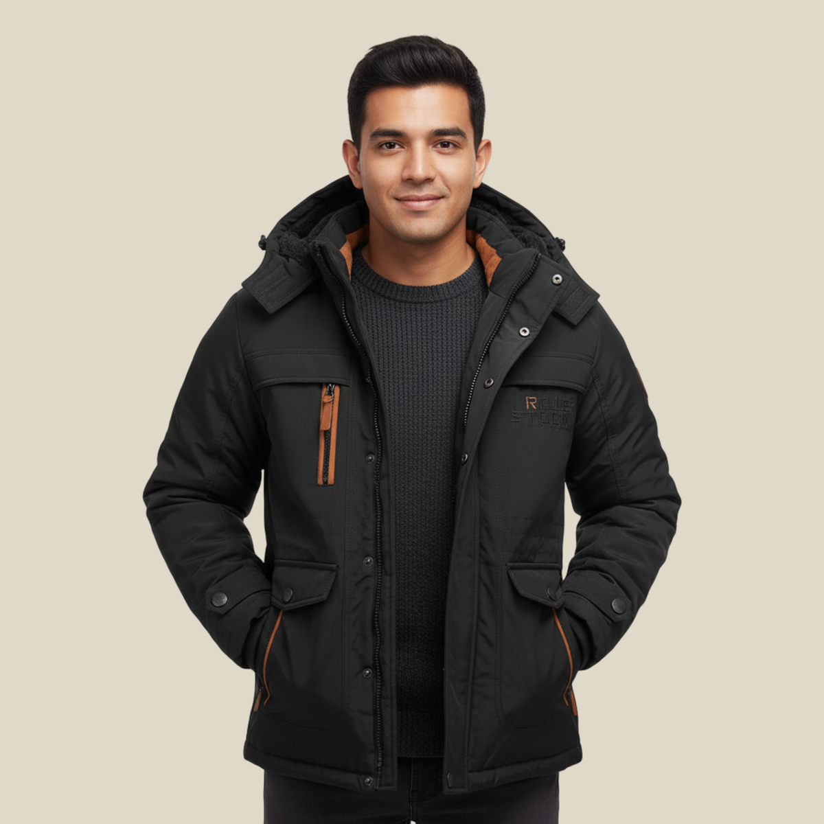 Chaqueta impermeable VARKSTAN acolchada para hombre en color negro