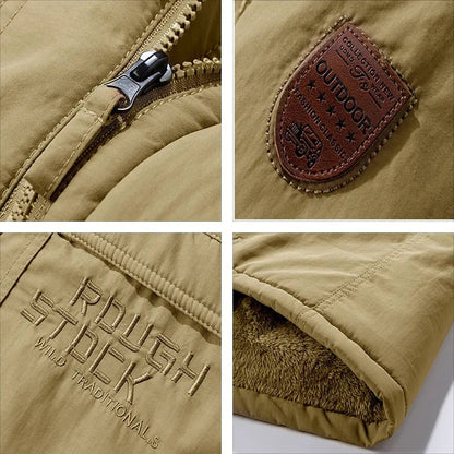 Modelo con chaqueta VARKSTAN caminando en un día frío