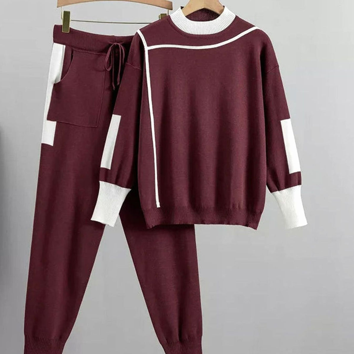 Pantalón jogger con cordón ajustable del conjunto de punto WESLA
