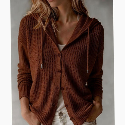 Cárdigan de punto gofre con capucha para mujer, modelo WOLENA, vista frontal