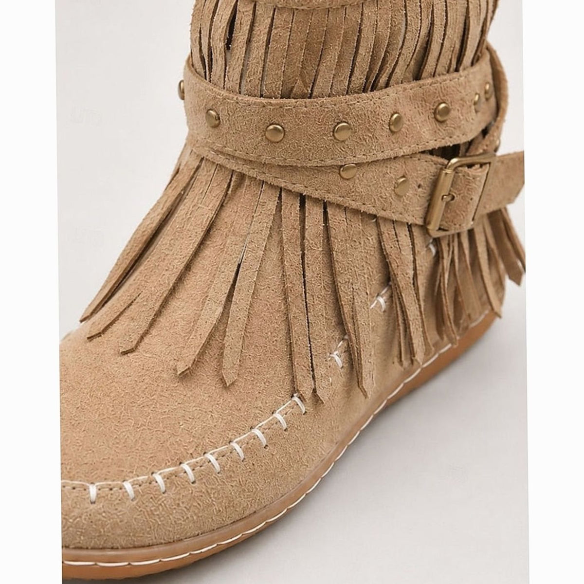 Botines western mujer con paneles de flecos y tachuelas doradas