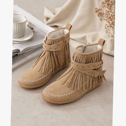 Suela plana estilo mocasín de los botines WRANGIS