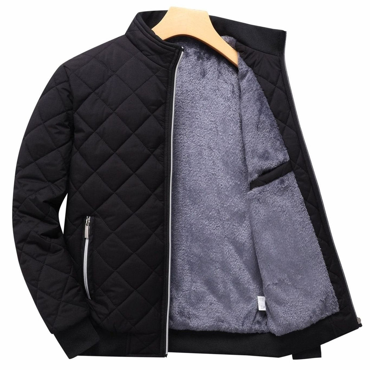 Cazadora bomber acolchada ZELTRIK en negro con cremallera completa para hombre