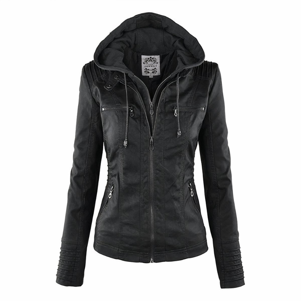 Detalle de la capucha desmontable de la chaqueta moto ZENRIKA