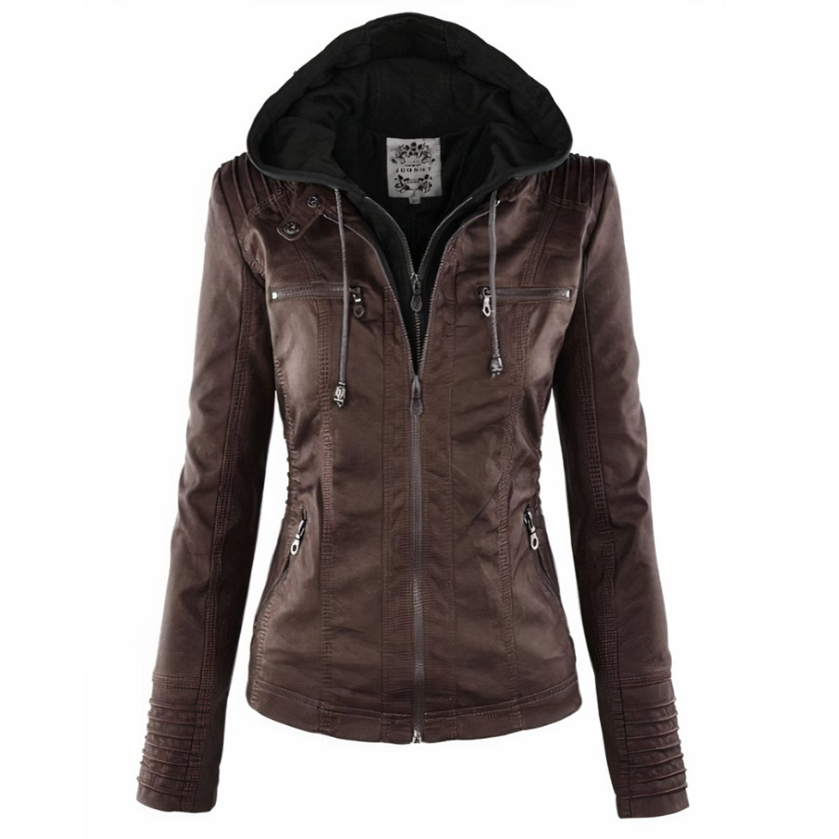 Chaqueta moto mujer ZENRIKA en color negro, corte entallado