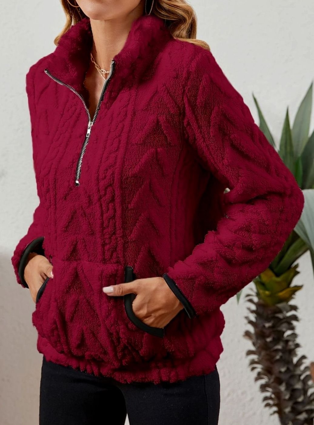 Bolsillo canguro delantero del jersey de fleece ZEPHRINA
