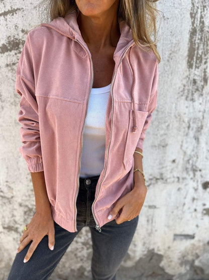 Chaqueta con capucha y cordones ajustables, vista lateral
